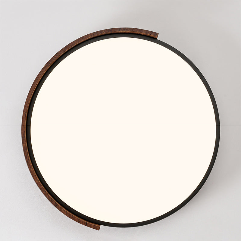 Luz de techo LED empotrada redonda de PVC con grano de madera de nogal imitación de hierro minimalista moderno para dormitorio 