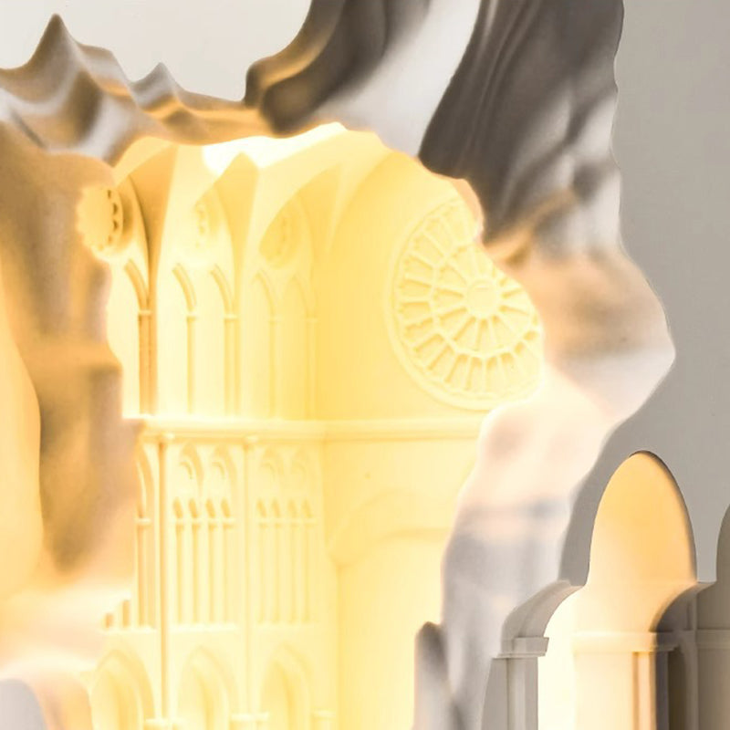 Contemporary Creative Plaster Castle Palace 1-Light Embedded Wall Sconce Lamp For Living Room