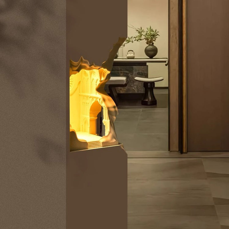 Contemporary Creative Plaster Castle Palace 1-Light Embedded Wall Sconce Lamp For Living Room