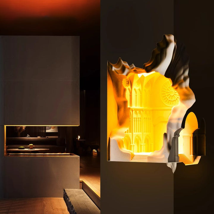 Zeitgenössische kreative Gips-Schloss-Palast 1-Licht eingebettete Wandleuchte für Wohnzimmer 