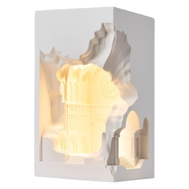 Contemporary Creative Plaster Castle Palace 1-Light Embedded Wall Sconce Lamp For Living Room