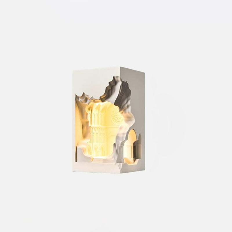 Contemporary Creative Plaster Castle Palace 1-Light Embedded Wall Sconce Lamp For Living Room