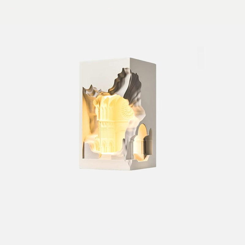 Contemporary Creative Plaster Castle Palace 1-Light Embedded Wall Sconce Lamp For Living Room