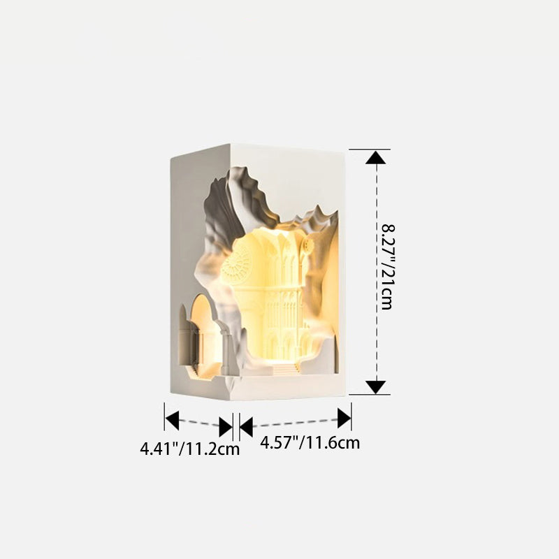 Contemporary Creative Plaster Castle Palace 1-Light Embedded Wall Sconce Lamp For Living Room
