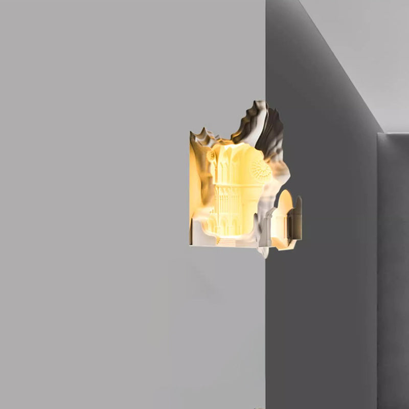 Contemporary Creative Plaster Castle Palace 1-Light Embedded Wall Sconce Lamp For Living Room