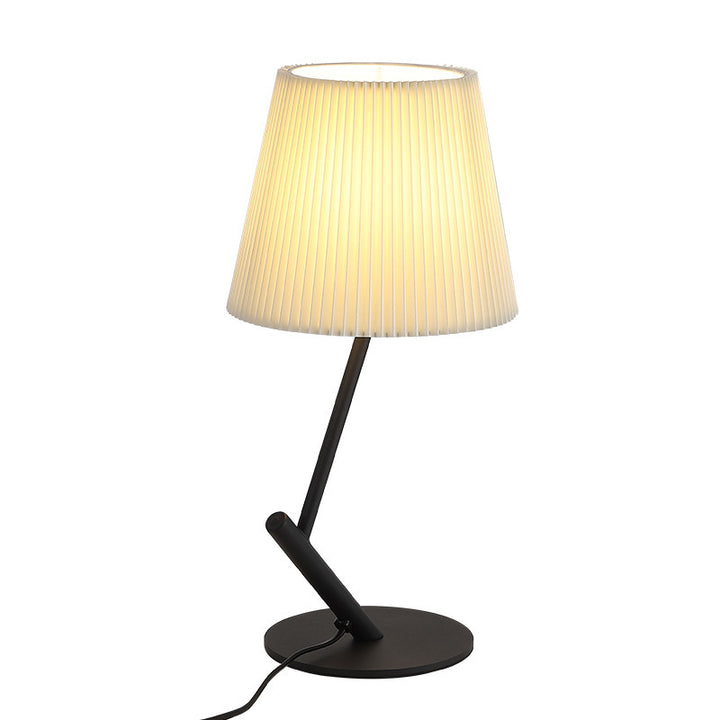 Contemporary Nordic Pleated Fabric Shade Hardware Tube 1-Light Table Lamp For Bedroom