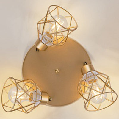 Cadre en fer industriel contemporain Rotation à 360° Plafonnier semi-encastré à 3 lumières pour salon 