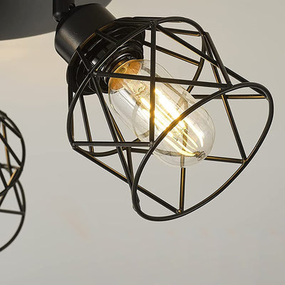 Cadre en fer industriel contemporain Rotation à 360° Plafonnier semi-encastré à 3 lumières pour salon 