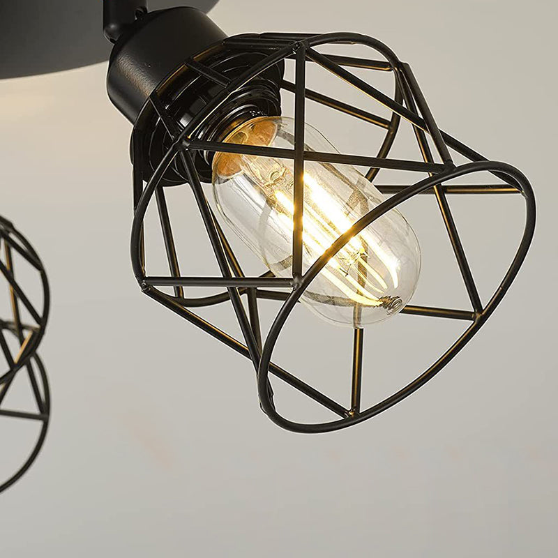 Cadre en fer industriel contemporain Rotation à 360° Plafonnier semi-encastré à 3 lumières pour salon 