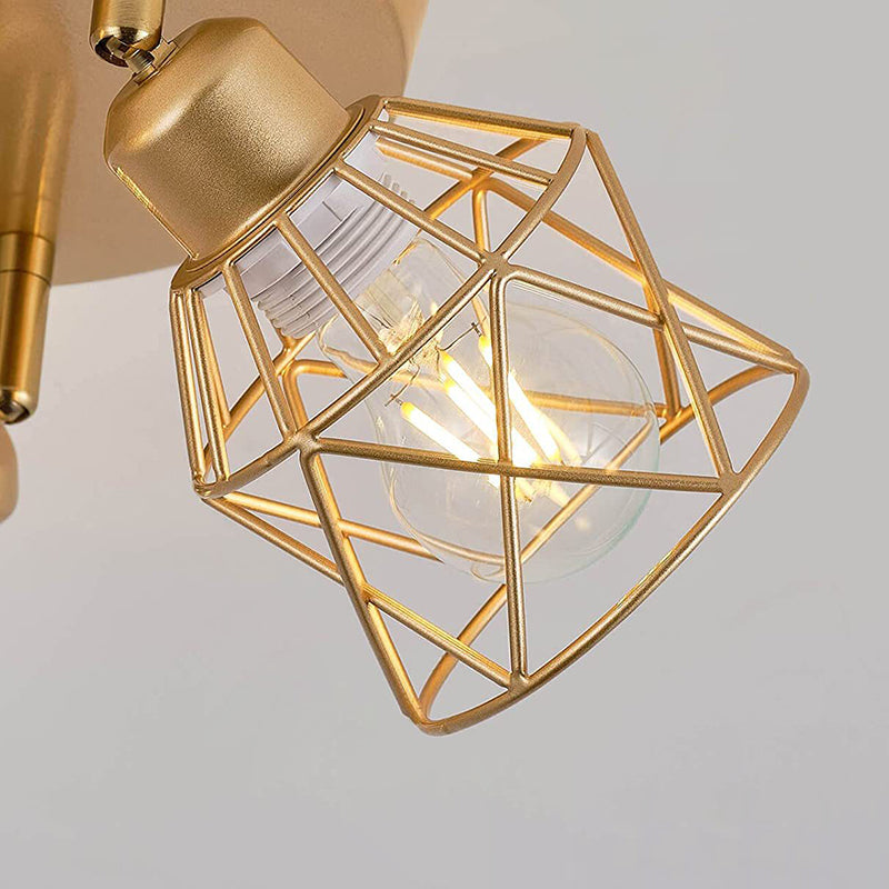 Cadre en fer industriel contemporain Rotation à 360° Plafonnier semi-encastré à 3 lumières pour salon 