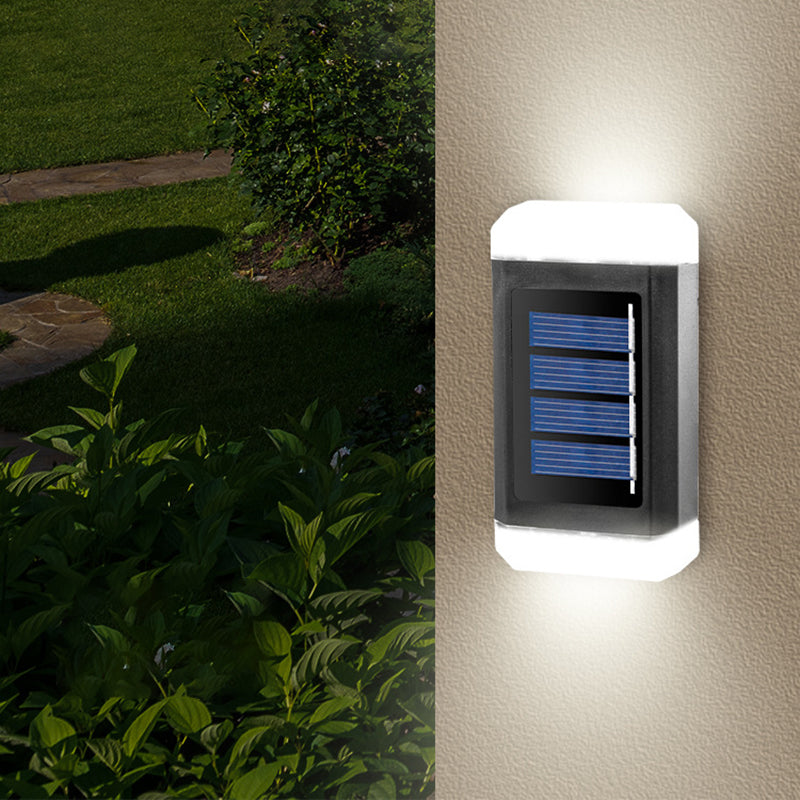 Lámpara de Aplique de Pared Exterior LED Solar Impermeable Rectangular de ABS Industrial Contemporáneo para Jardín 