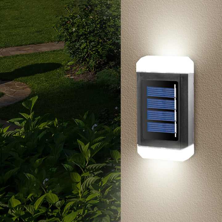Lampe murale contemporaine industrielle en ABS rectangulaire étanche à LED solaire pour jardin 