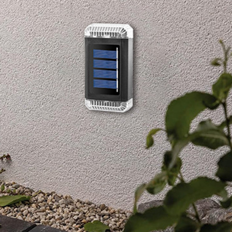 Lámpara de Aplique de Pared Exterior LED Solar Impermeable Rectangular de ABS Industrial Contemporáneo para Jardín 