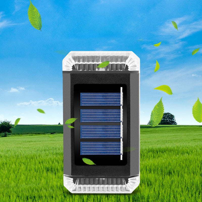 Lámpara de Aplique de Pared Exterior LED Solar Impermeable Rectangular de ABS Industrial Contemporáneo para Jardín 