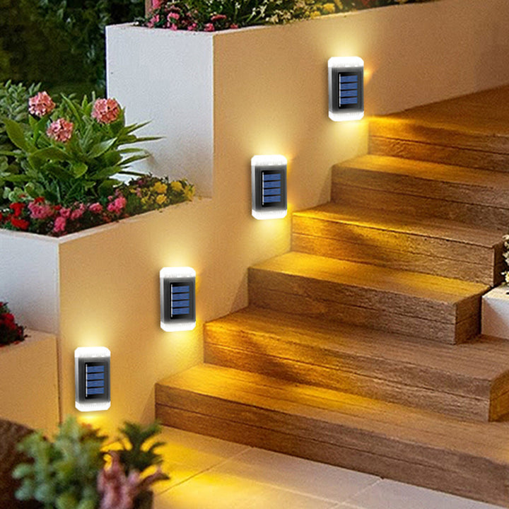 Lámpara de Aplique de Pared Exterior LED Solar Impermeable Rectangular de ABS Industrial Contemporáneo para Jardín 