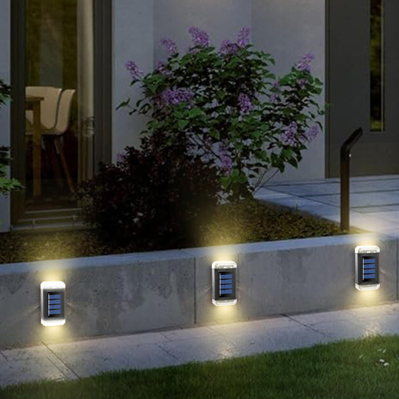 Lámpara de Aplique de Pared Exterior LED Solar Impermeable Rectangular de ABS Industrial Contemporáneo para Jardín 