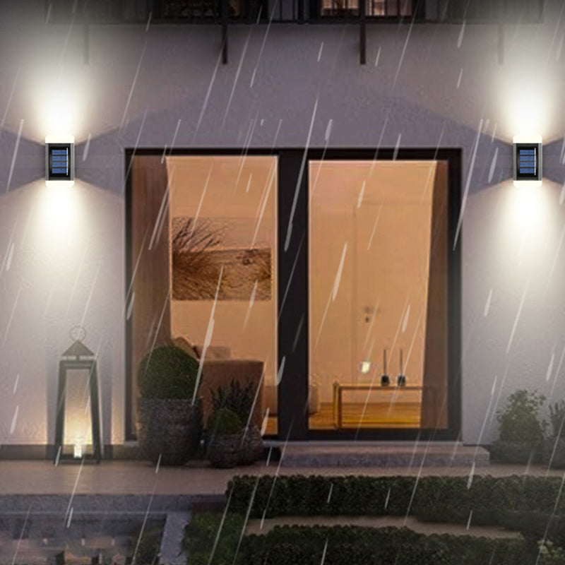 Lámpara de Aplique de Pared Exterior LED Solar Impermeable Rectangular de ABS Industrial Contemporáneo para Jardín 