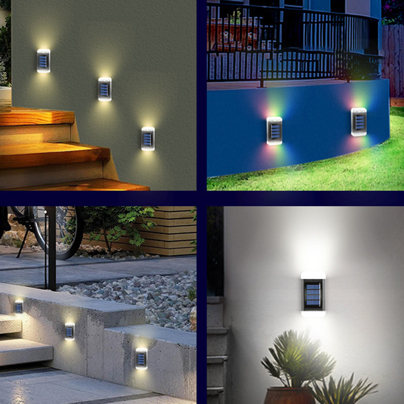 Lámpara de Aplique de Pared Exterior LED Solar Impermeable Rectangular de ABS Industrial Contemporáneo para Jardín 