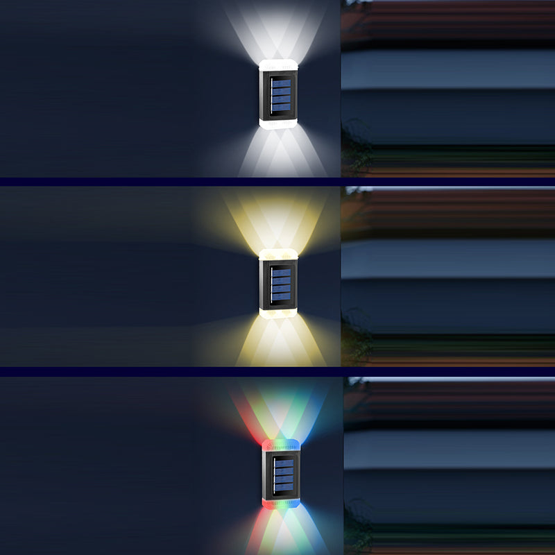 Lámpara de Aplique de Pared Exterior LED Solar Impermeable Rectangular de ABS Industrial Contemporáneo para Jardín 