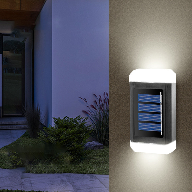 Lampe murale contemporaine industrielle en ABS rectangulaire étanche à LED solaire pour jardin 