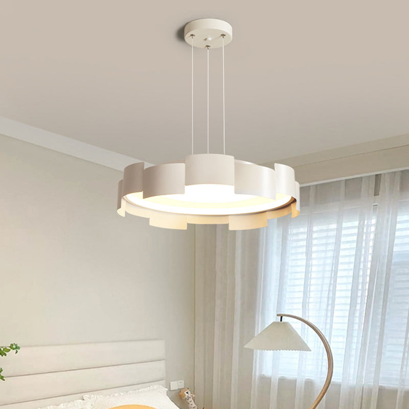 Contemporary Simplicity Round Iron Acrylic LED Pendant Light For Bedroom