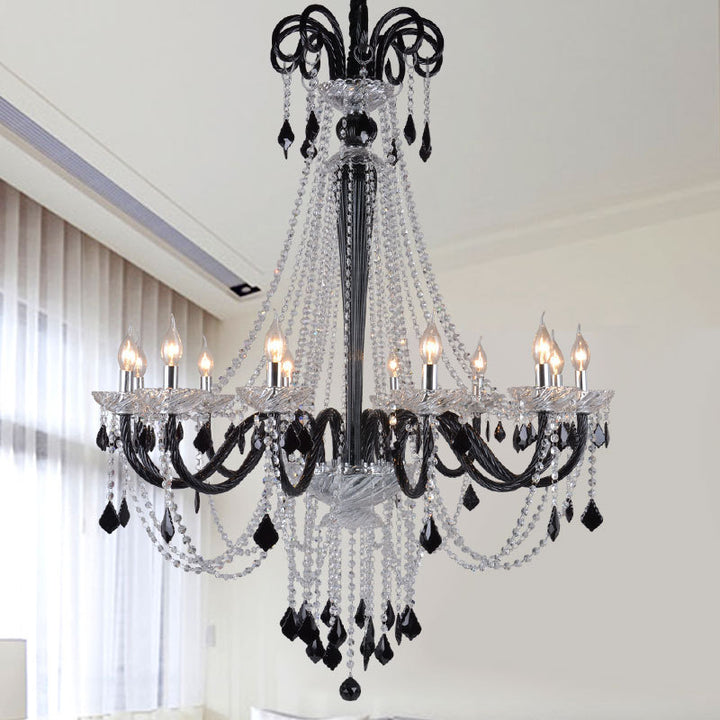 Chandelier à 12 lumières en cristal avec cadre en métal traditionnel français pour salon 