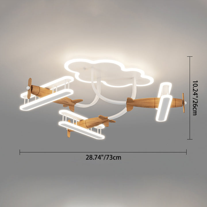 Plafonnier LED semi-encastré en acrylique avec avion en bois massif créatif contemporain pour salon 