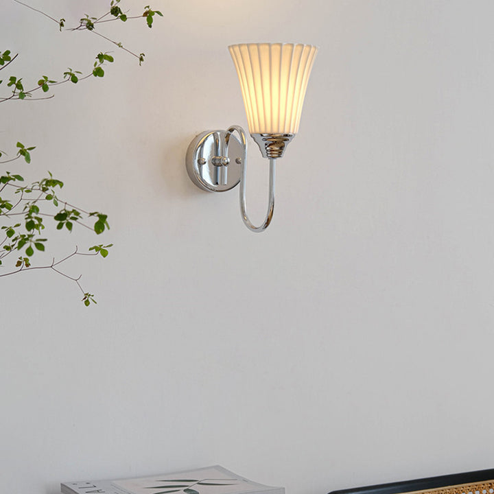 Traditional Vintage Vertical Grain Ceramic Iron 1-Light Wall Sconce Lamp For Dining Room