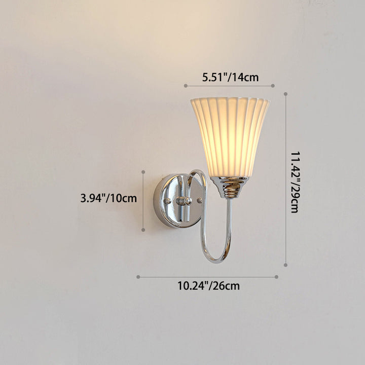 Traditional Vintage Vertical Grain Ceramic Iron 1-Light Wall Sconce Lamp For Dining Room