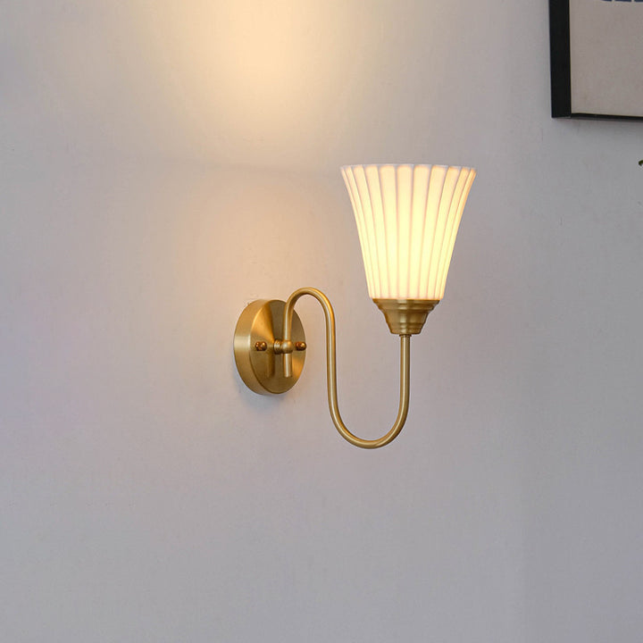 Traditional Vintage Vertical Grain Ceramic Iron 1-Light Wall Sconce Lamp For Dining Room