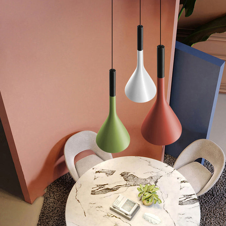 Zeitgenössische nordische Hardware-Harz-Kegelschirm 1-Licht-Pendelleuchte für das Wohnzimmer 