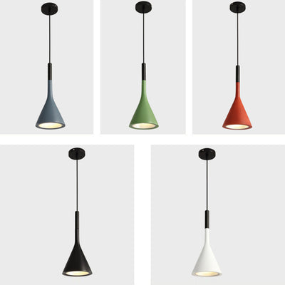 Contemporary Nordic Hardware Resin Conical Shade 1-Light Pendant Light For Living Room