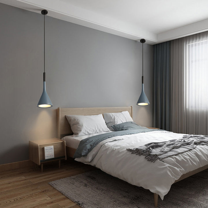 Zeitgenössische nordische Hardware-Harz-Kegelschirm 1-Licht-Pendelleuchte für das Wohnzimmer 