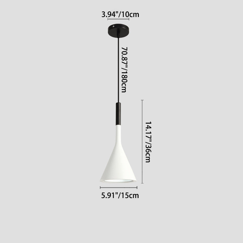 Contemporary Nordic Hardware Resin Conical Shade 1-Light Pendant Light For Living Room