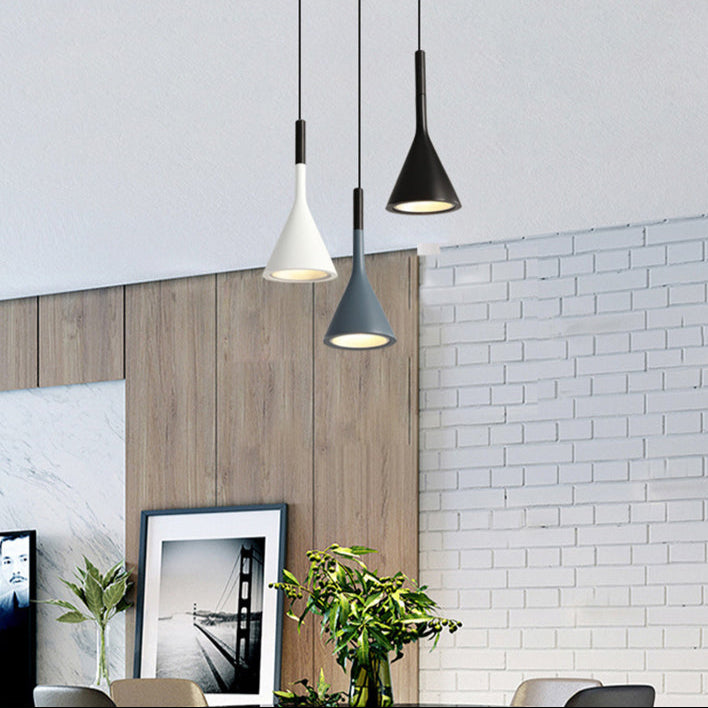 Contemporary Nordic Hardware Resin Conical Shade 1-Light Pendant Light For Living Room