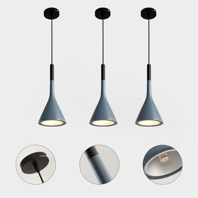 Contemporary Nordic Hardware Resin Conical Shade 1-Light Pendant Light For Living Room