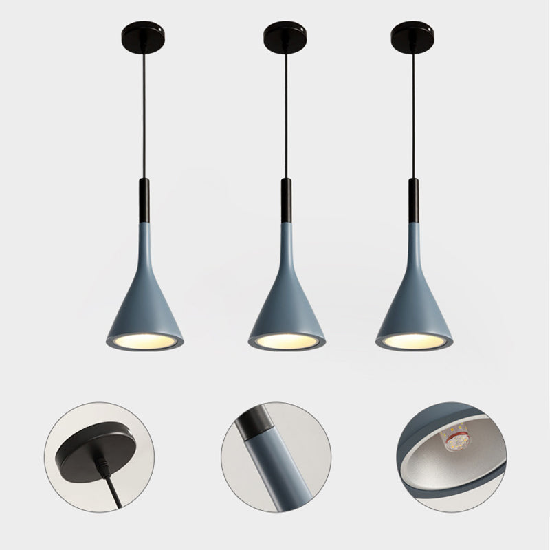 Contemporary Nordic Hardware Resin Conical Shade 1-Light Pendant Light For Living Room