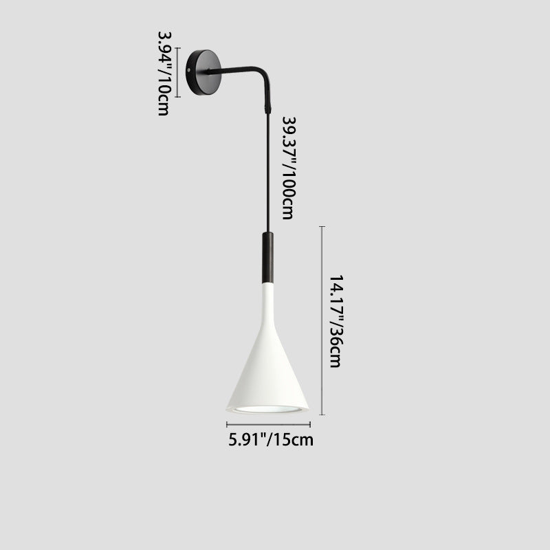 Contemporary Nordic Hardware Resin Conical Shade 1-Light Wall Sconce Lamp For Living Room