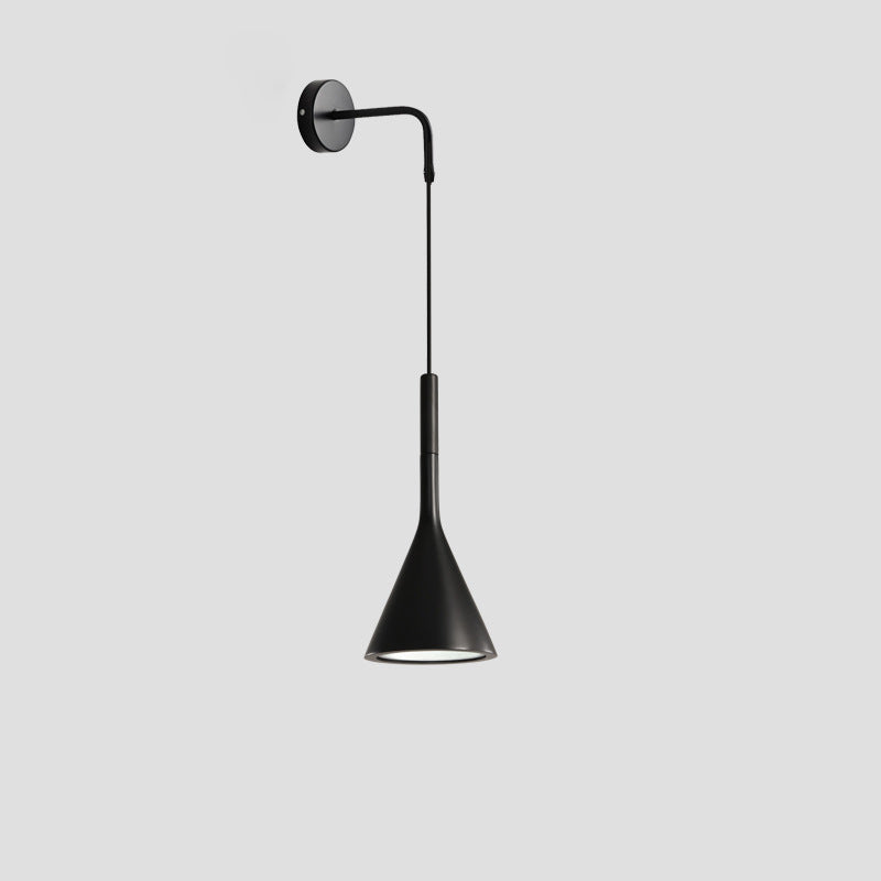 Contemporary Nordic Hardware Resin Conical Shade 1-Light Wall Sconce Lamp For Living Room