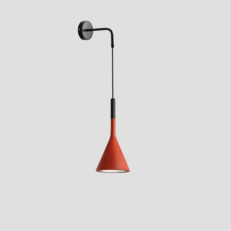 Contemporary Nordic Hardware Resin Conical Shade 1-Light Wall Sconce Lamp For Living Room