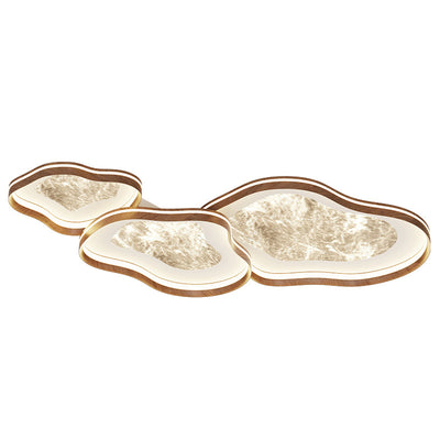 Lumière de plafond affleurante à LED contemporaine en fer de luxe en aluminium motif fumée bois de noyer bord ondulé pour chambre 