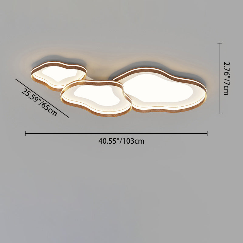 Moderne luxuriöse Eisen- und Aluminium-Deckenleuchte mit Rauchmuster, Walnussholz, gewelltem Rand und LED für das Schlafzimmer 