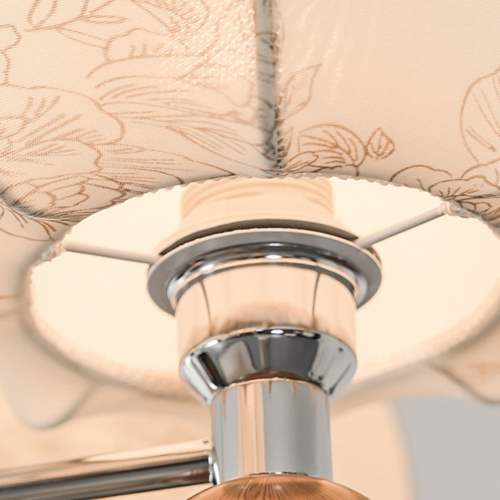 Cadre en métal traditionnel français bois tissu abat-jour rond lustre à 8 lumières pour salon 