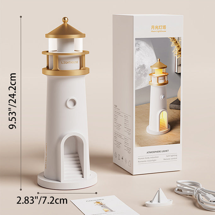 Lampe de table projecteur LED phare de lune ABS créative contemporaine pour chambre à coucher 