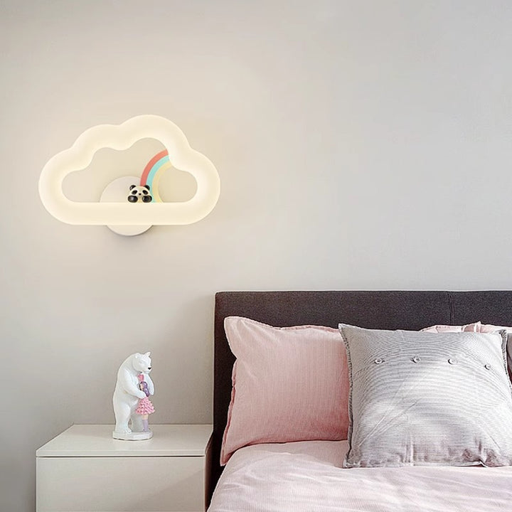 Contemporary Creative Rainbow Rabbit Iron PE Cloud Shade LED Wall Sconce Lamp For Dining Room