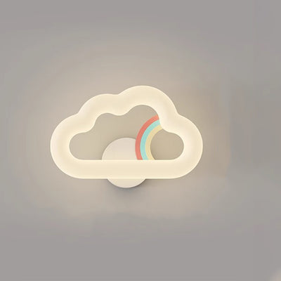 Contemporary Creative Rainbow Rabbit Iron PE Cloud Shade LED Wall Sconce Lamp For Dining Room