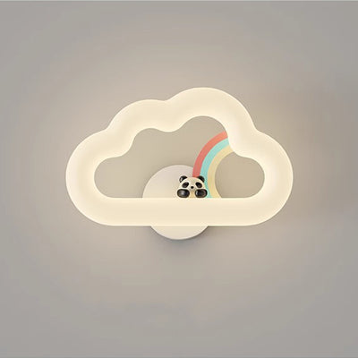 Contemporary Creative Rainbow Rabbit Iron PE Cloud Shade LED Wall Sconce Lamp For Dining Room