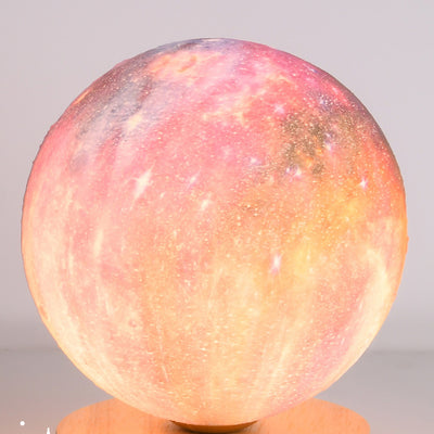 Contemporain Simplicité Ciel étoilé Lune PLA Abat-jour rond Bois Lampe de chevet 1 lumière pour chambre à coucher 