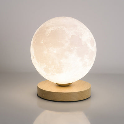 Contemporain Simplicité Ciel étoilé Lune PLA Abat-jour rond Bois Lampe de chevet 1 lumière pour chambre à coucher 