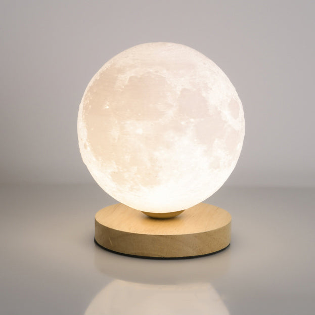 Contemporain Simplicité Ciel étoilé Lune PLA Abat-jour rond Bois Lampe de chevet 1 lumière pour chambre à coucher 
